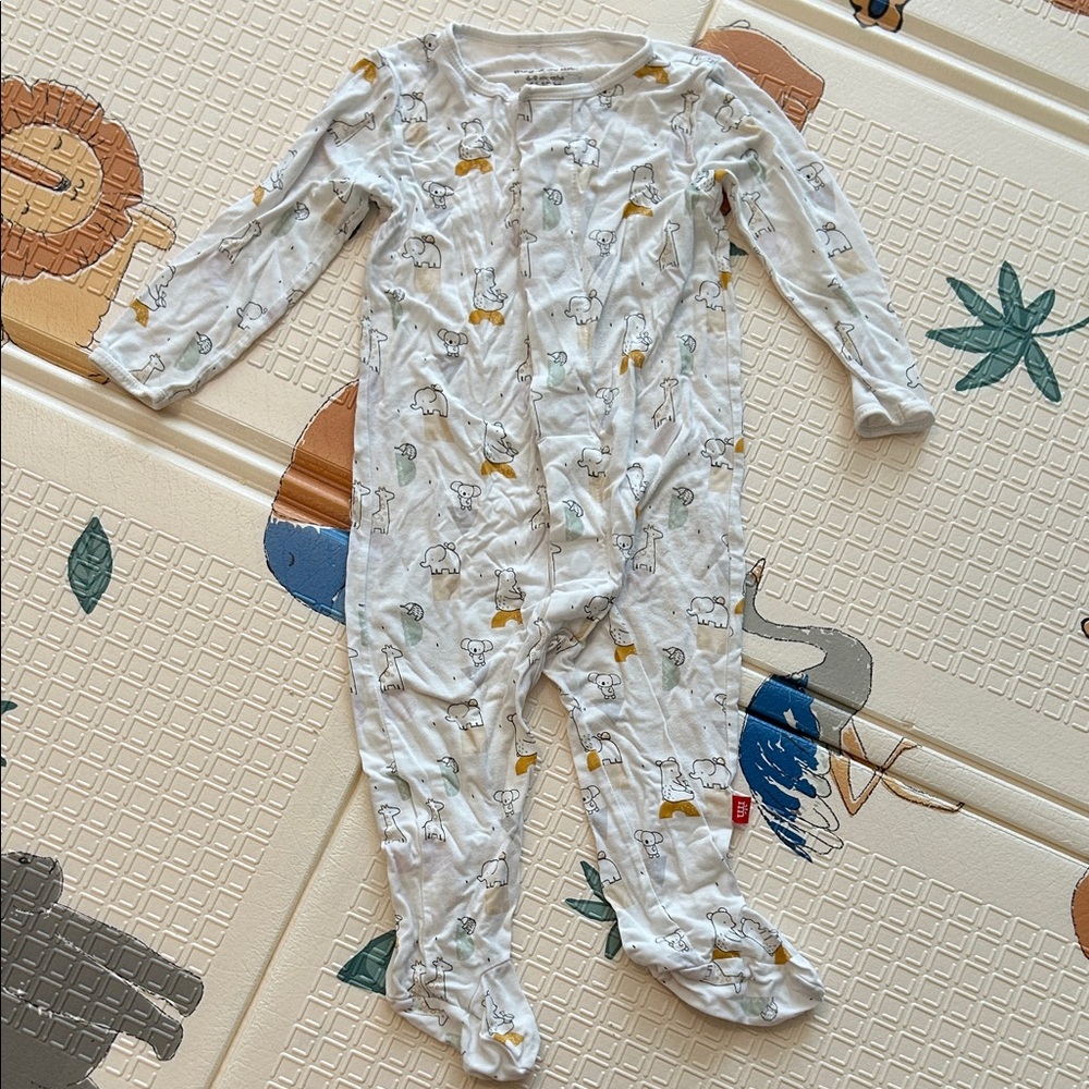 Magnetic Me White Animal Print Kids Footie